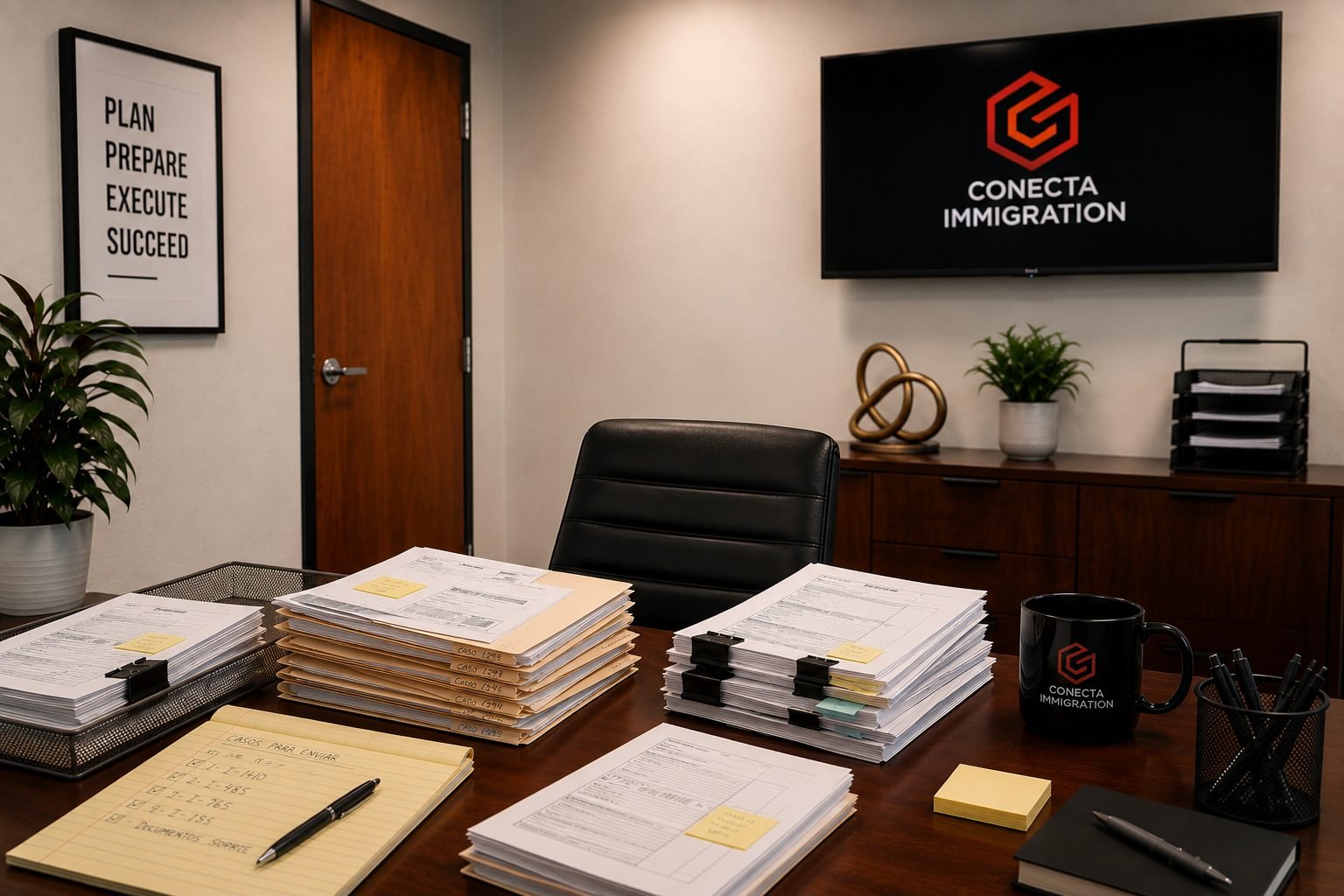 Documentos y formularios migratorios organizados